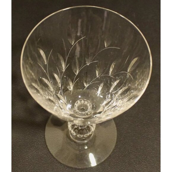 Duncan & Miller Willow 6 inch Crystal Water Goblets Wine Glasses Leaf Cut Barwar - Picture 6 of 8